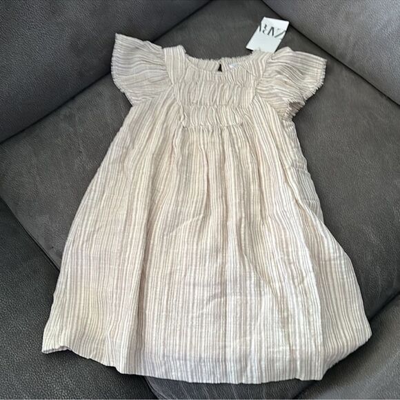 ZARA Kids | Beige | SMOCKED DRESS - Picture 4 of 12